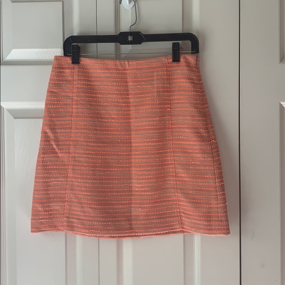 Loft tweed skirts - neon pink/orange and beige